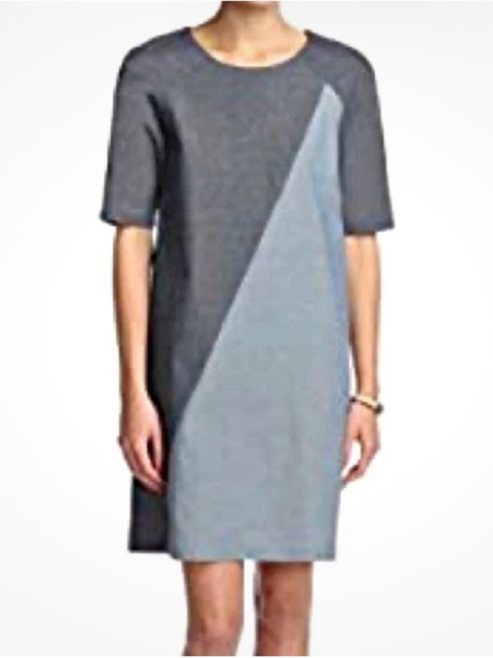 KATE SPADE Saturday Chambray Colorblock Shift Mini Dress Size Small Blue
